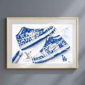 LV X LA Mashup Luxe Sneaker Art Print 17x11 Wall Decor